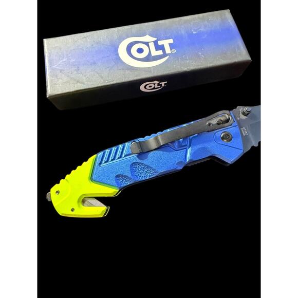 COLT CT737 Stainless Steel Blue Aluminum Rescue Knife Serrated Tanto